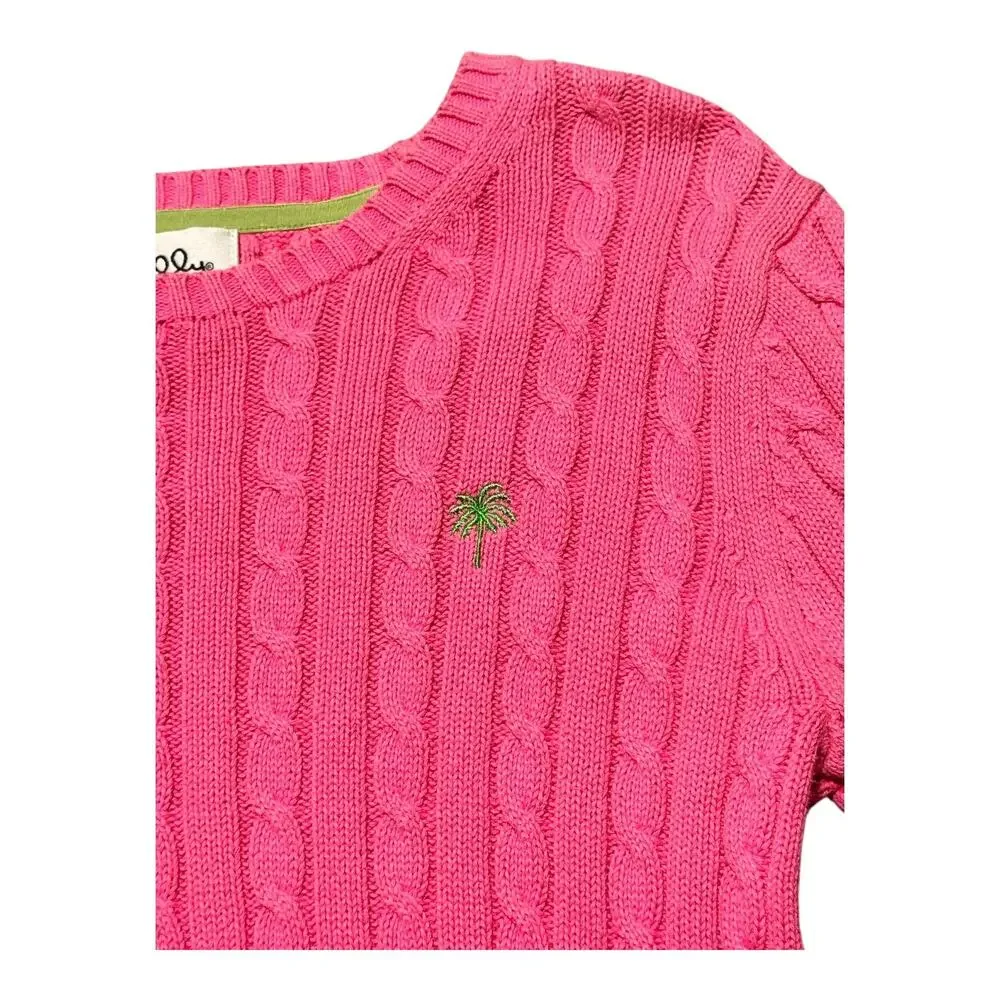 VTG Lilly Pulitzer Pink Cableknit sweater women’s small - Picture 4 of 10